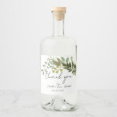 Tuin gebladerte groen wijnstokken bruiloft dank u likeurfles etiket (Voorkant)