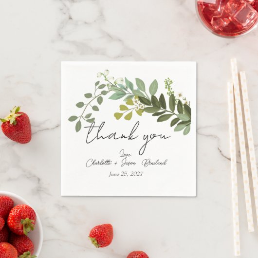 Tuin gebladerte groen wijnstokken bruiloft dank u servet (Insitu)