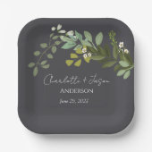 Tuin gebladerte groen wijnstokken bruiloft partij papieren bordje (Voorkant)