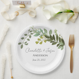 Tuin gebladerte groen wijnstokken bruiloft partij papieren bordje