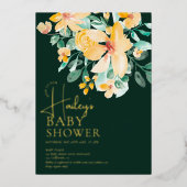 tuin geel groen bloemenbaby shower folie uitnodiging (Voorkant)