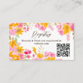 Tuin geel roze bloem bruidsfeest registratie informatiekaartje (Voorkant)