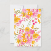 Tuin geel roze bloem waterverf bruiloft bedankkaart (Achterkant)