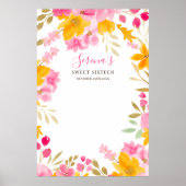 Tuin geel roze bloemen Sweet 16 Signing Board Poster (Voorkant)