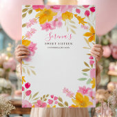 Tuin geel roze bloemen Sweet 16 Signing Board Poster