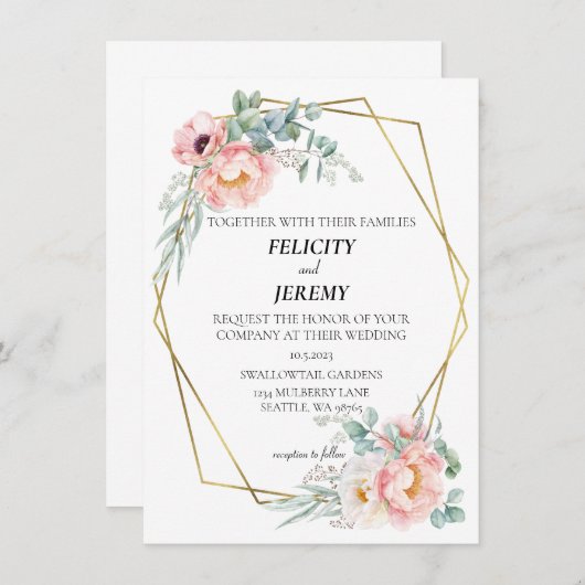 Tuin geïnspireerde bruiloft uitnodiging (Voorkant / Achterkant)