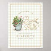Tuin Gingham Sage Gouden Bruids Brunch teken Poster (Voorkant)