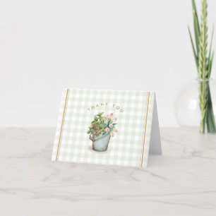 Tuin Gingham Salie Goud Bloem Bloemen Bedankkaart