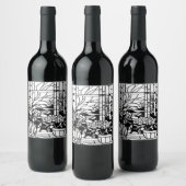 Tuin Glas in Lood Wijn Etiket (Flessen)