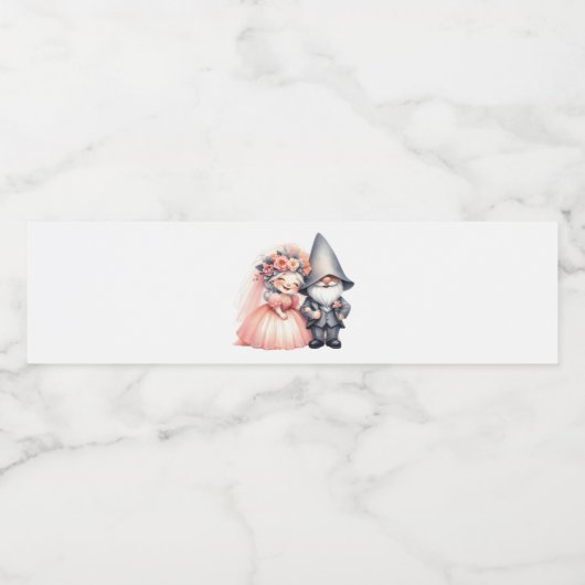 Tuin Gnome Bruid Bruidegom Sprookjesachtige Rustie Waterfles Etiket (Enkel label)