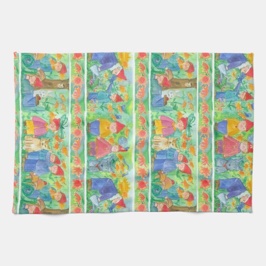 Tuin Gnome Pixie Speel Schildpad Theedoek (Horizontaal)