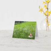 Tuin Gnome roze pet Wenskaart Blank Binnen Kaart (Gele Bloem)