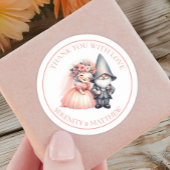 Tuin Gnome Woodland Sinaasappel bruiloft Dank u Ronde Sticker