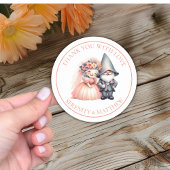 Tuin Gnome Woodland Sinaasappel bruiloft Dank u Ronde Sticker