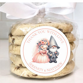 Tuin Gnome Woodland Sinaasappel bruiloft Dank u Ronde Sticker