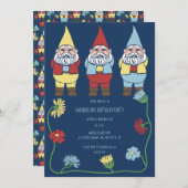 Tuin Gnomen en Bloemen Aangepaste Verjaardagsfeest Kaart (Voorkant / Achterkant)