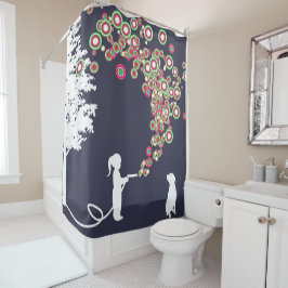 tuin graffiti banksy stijl navy douchegordijn