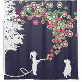 tuin graffiti banksy stijl navy douchegordijn (Voorkant)