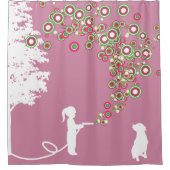 tuin graffiti banksy stijl roze douchegordijn (Voorkant)