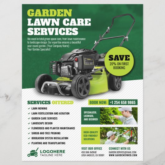 Tuin, Grasmaaien, Grasverzorging Flyer (Voorkant)