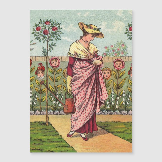 Tuin Groei Bloem Vrouw Kunst Antiek (Voorkant)