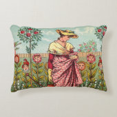 Tuin Groei Bloem Vrouw Kunst Antiek Accent Kussen (Voorkant)