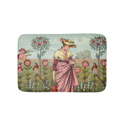 Tuin Groei Bloem Vrouw Kunst Antiek Badmat (Voorkant)