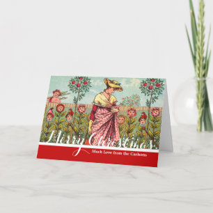 Tuin Groei Bloem Vrouw Kunst Antiek Feestdagen Kaart