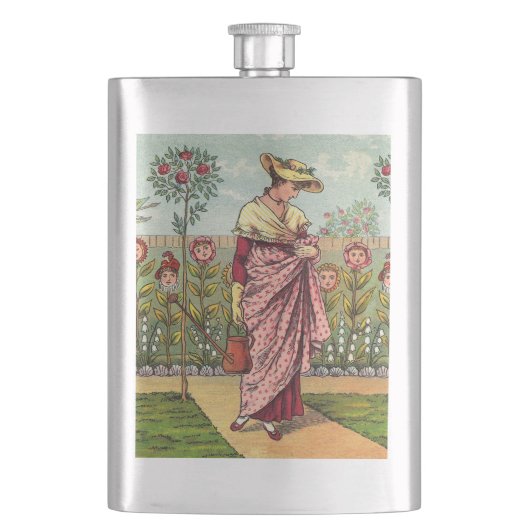 Tuin Groei Bloem Vrouw Kunst Antiek Flacon (Voorkant)