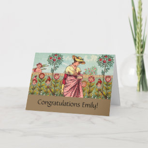 Tuin Groei Bloem Vrouw Kunst Antiek Kaart