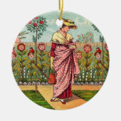 Tuin Groei Bloem Vrouw Kunst Antiek Keramisch Ornament (Voorkant)
