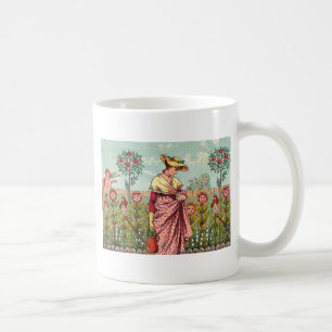 Tuin Groei Bloem Vrouw Kunst Antiek Koffiemok