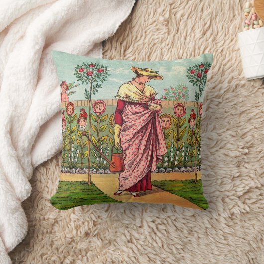 Tuin Groei Bloem Vrouw Kunst Antiek Kussen (Deken)