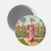 Tuin Groei Bloem Vrouw Kunst Antiek Magneet (Voorkant / Achterkant)