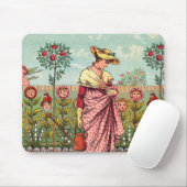 Tuin Groei Bloem Vrouw Kunst Antiek Muismat (Met muis)
