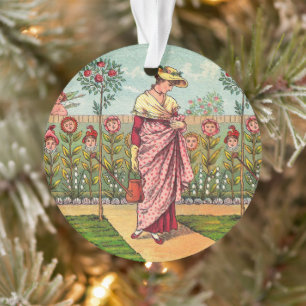 Tuin Groei Bloem Vrouw Kunst Antiek Ornament