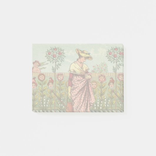 Tuin Groei Bloem Vrouw Kunst Antiek Post-it® Notes (Voorkant)