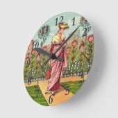 Tuin Groei Bloem Vrouw Kunst Antiek Ronde Klok (Hoek)