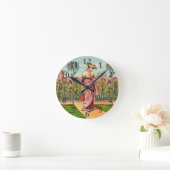 Tuin Groei Bloem Vrouw Kunst Antiek Ronde Klok (Huis)