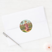 Tuin Groei Bloem Vrouw Kunst Antiek Ronde Sticker (Envelop)