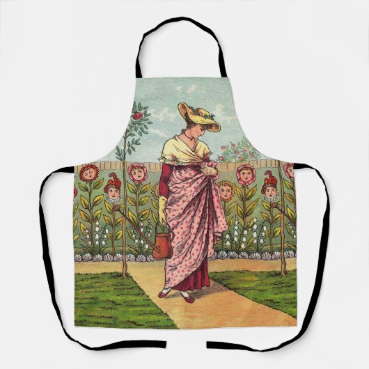 Tuin Groei Bloem Vrouw Kunst Antiek Schort (Voorkant)