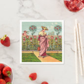 Tuin Groei Bloem Vrouw Kunst Antiek Servet (Insitu)