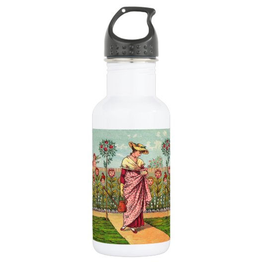 Tuin Groei Bloem Vrouw Kunst Antiek Waterfles (Voorkant)