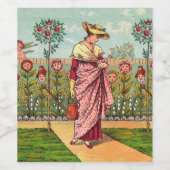 Tuin Groei Bloem Vrouw Kunst Antiek Wijn Etiket (Enkel label)