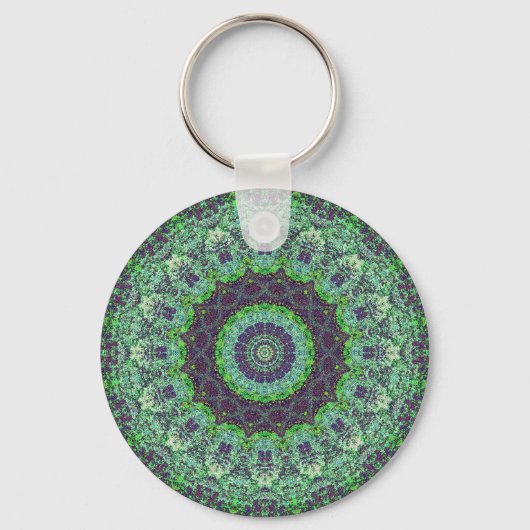 Tuin Groen Abstract Mandala Sleutelhanger (Voorkant)