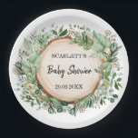 Tuin groen botanische bos Baby shower Party Papieren Bordje<br><div class="desc">Rustiek botanisch gethematiseerd partypapier bord met elegante waterverf groene bladeren. Personaliseer de bewoording op maat van uw evenement,  d.w.z. baby shower,  baby-strooisel,  verjaardag,  doop,  doop,  doop,  heilige communie,  enz.</div>