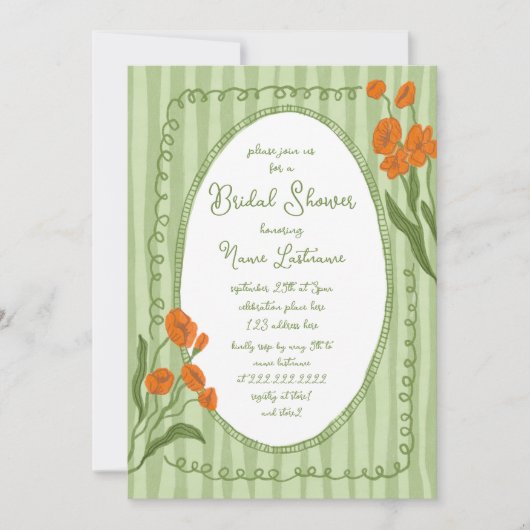 Tuin Groen Sinaasappel Handgeschilderd Vrijgezelle Kaart (Voorkant)