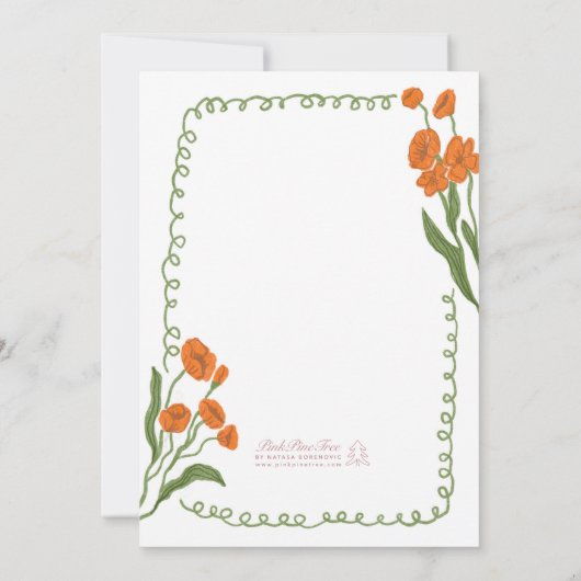 Tuin Groen Sinaasappel Handgeschilderd Vrijgezelle Kaart (Achterkant)