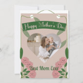 Tuin Groen & Zacht Roze Hart Foto Moederdag Kaart (Voorkant)