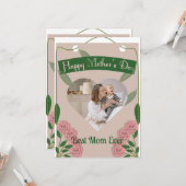 Tuin Groen & Zacht Roze Hart Foto Moederdag Kaart (Voorkant / Achterkant in situ)